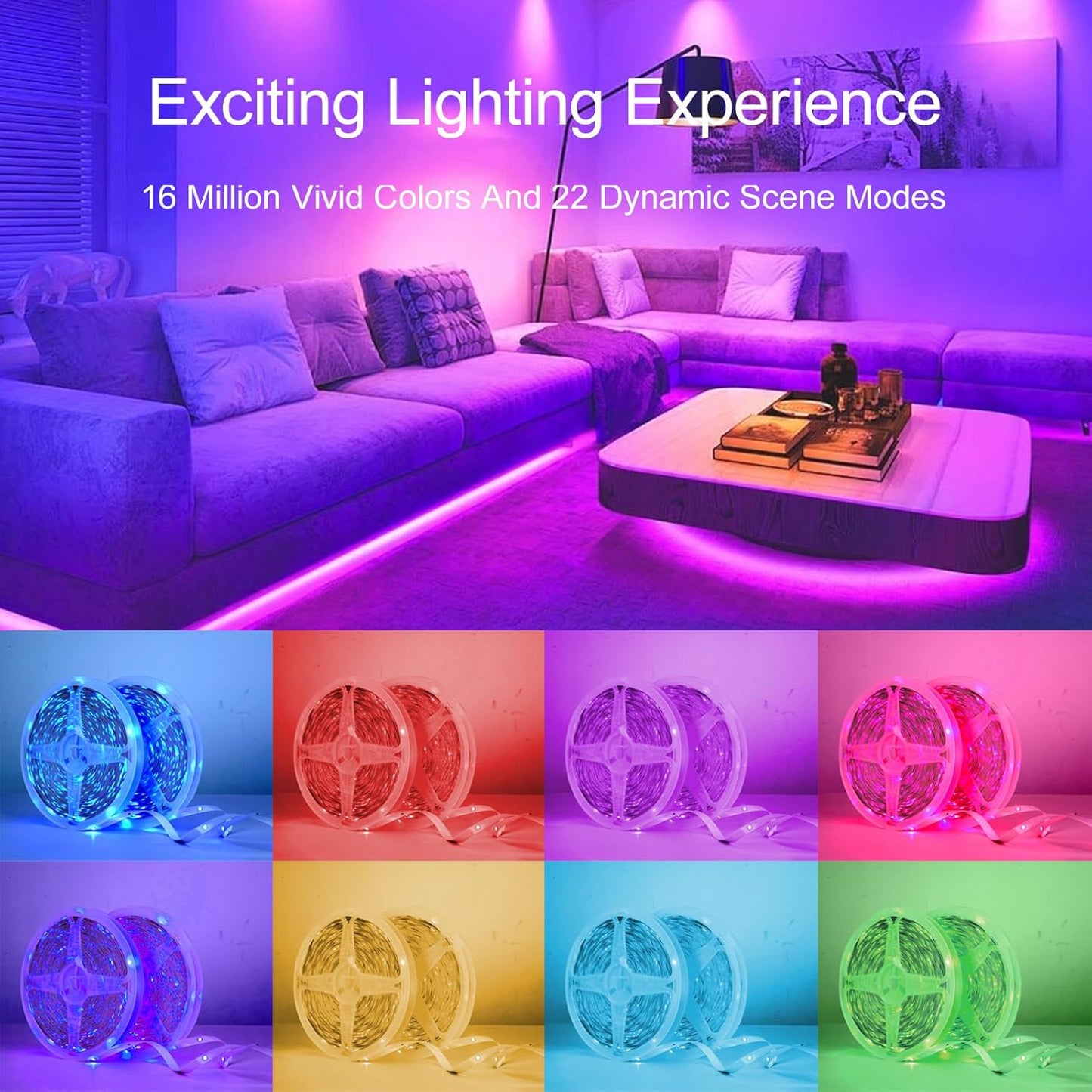 World Cup Room Setup LED Strips — 200FT Color-Changing with App & Remote Control