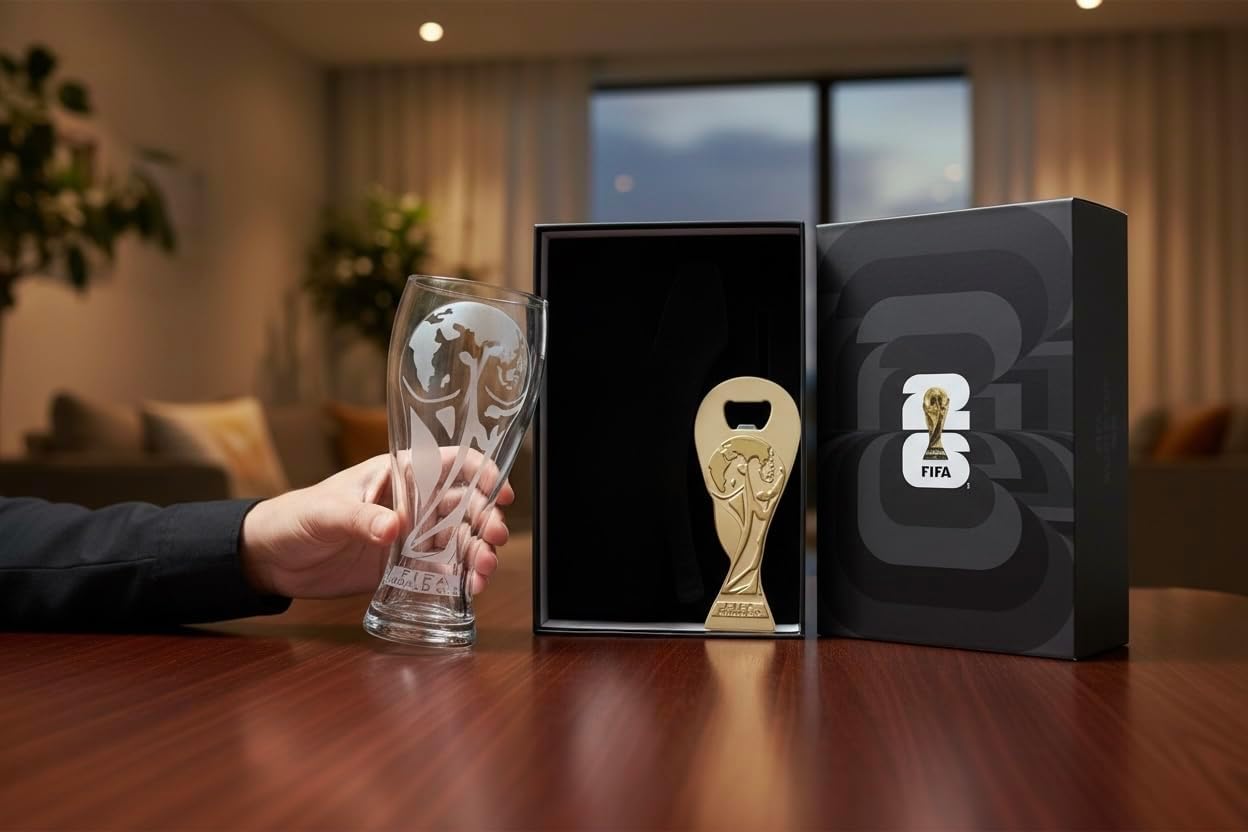 FIFA World Cup 2026 Official Gift Set — Beer Mug + Trophy Bottle Opener