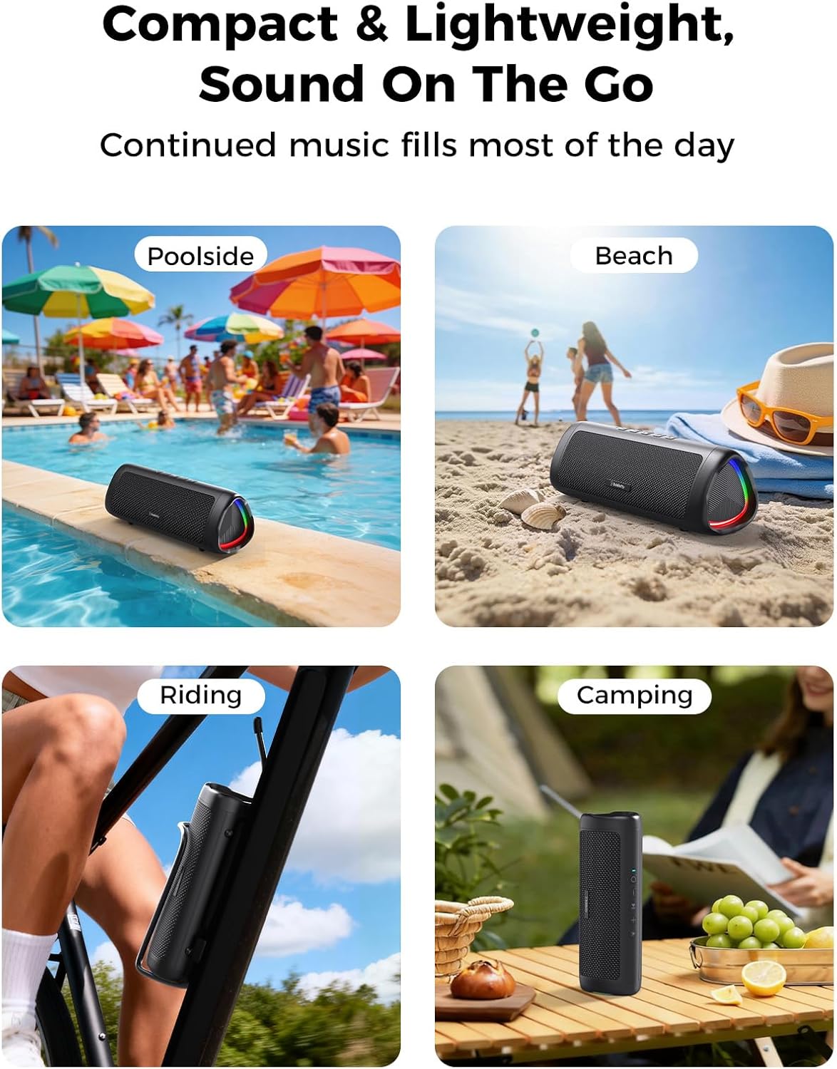 World Cup Party Speaker — 20H Waterproof Bluetooth with Light Show & TWS Pairing