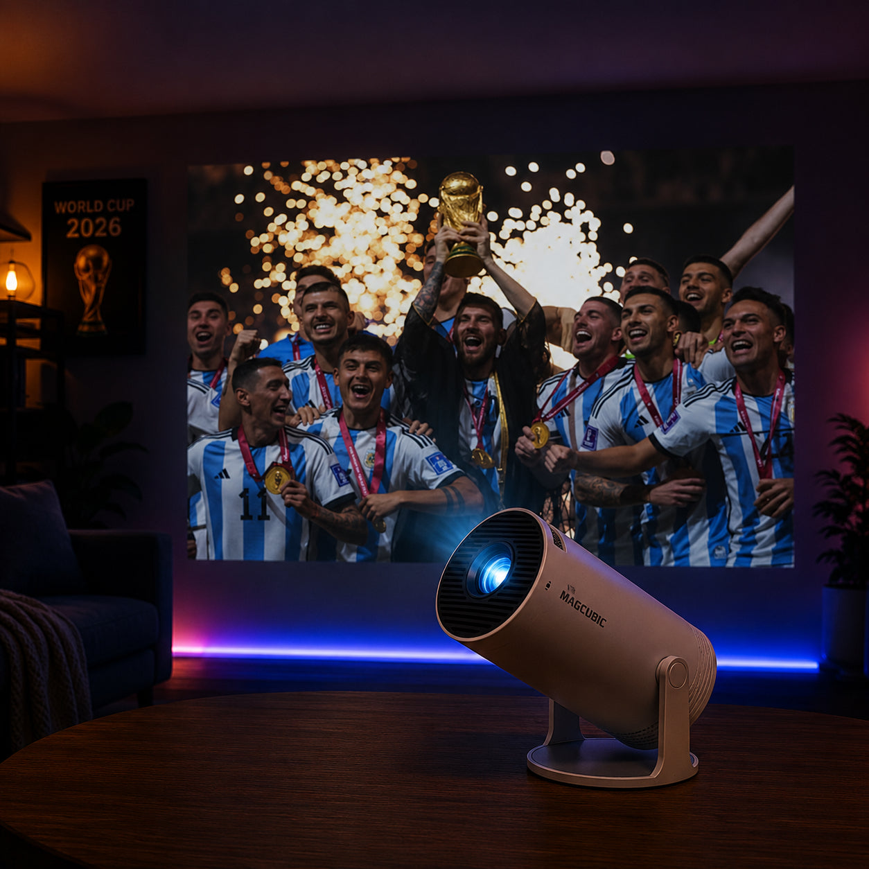 World Cup Watch Party Projector — 4K Mini Projector with WiFi 6 & Bluetooth